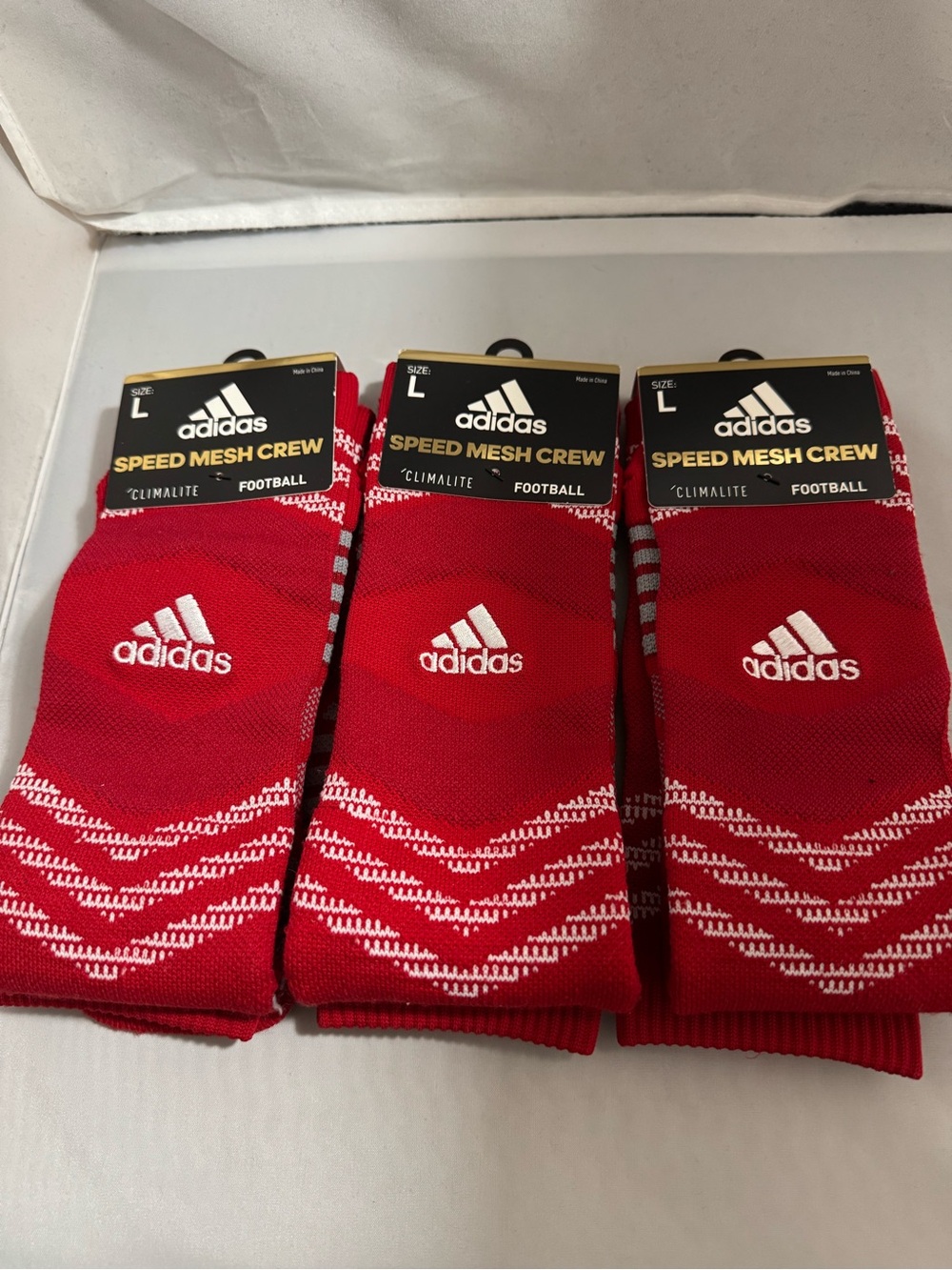 adidas Men’s Red Speed Mesh Crew Athletic Socks - 3 Pack